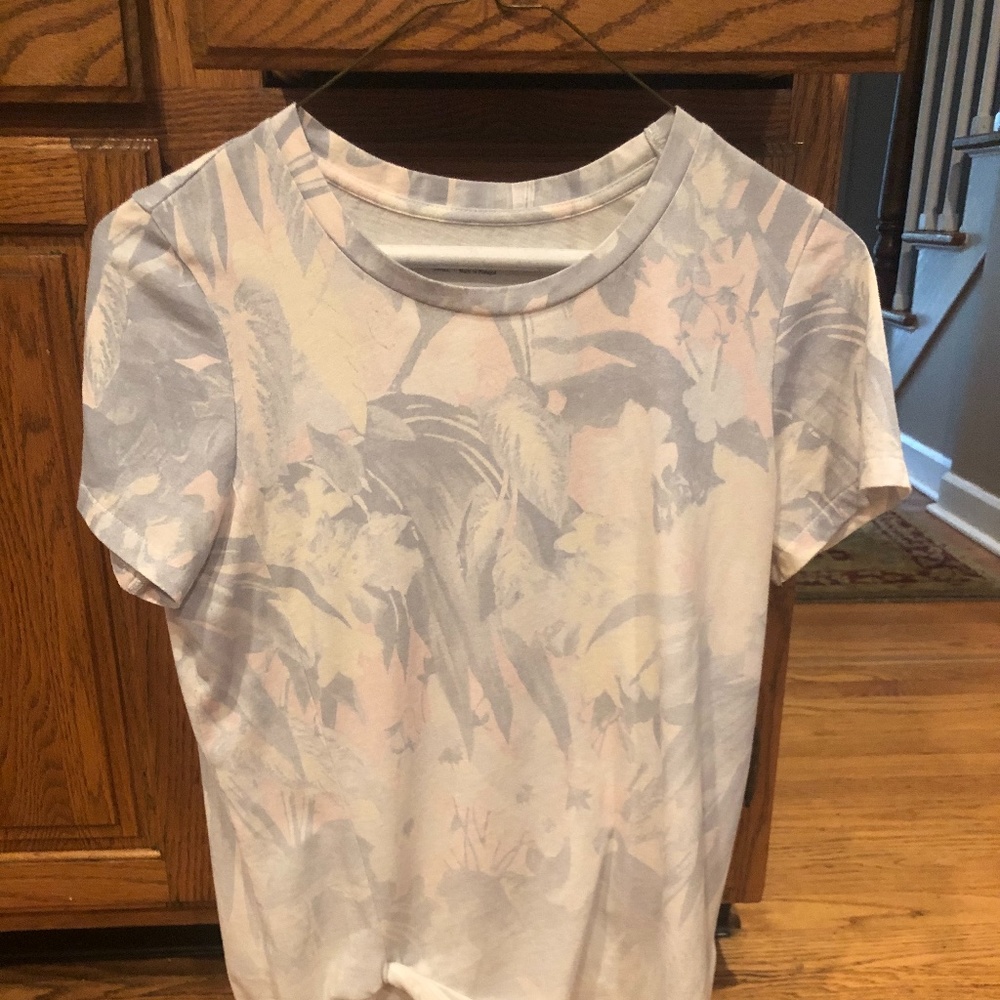 All Saints tropical floral knotted t shirt